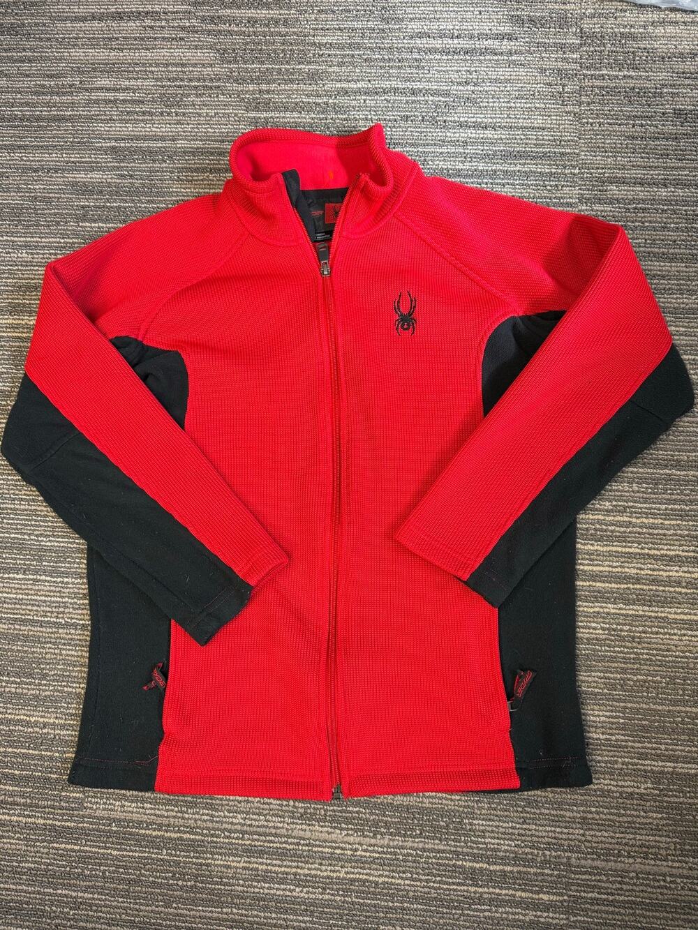 Youth Spyder Full Zip red and black cable jacket